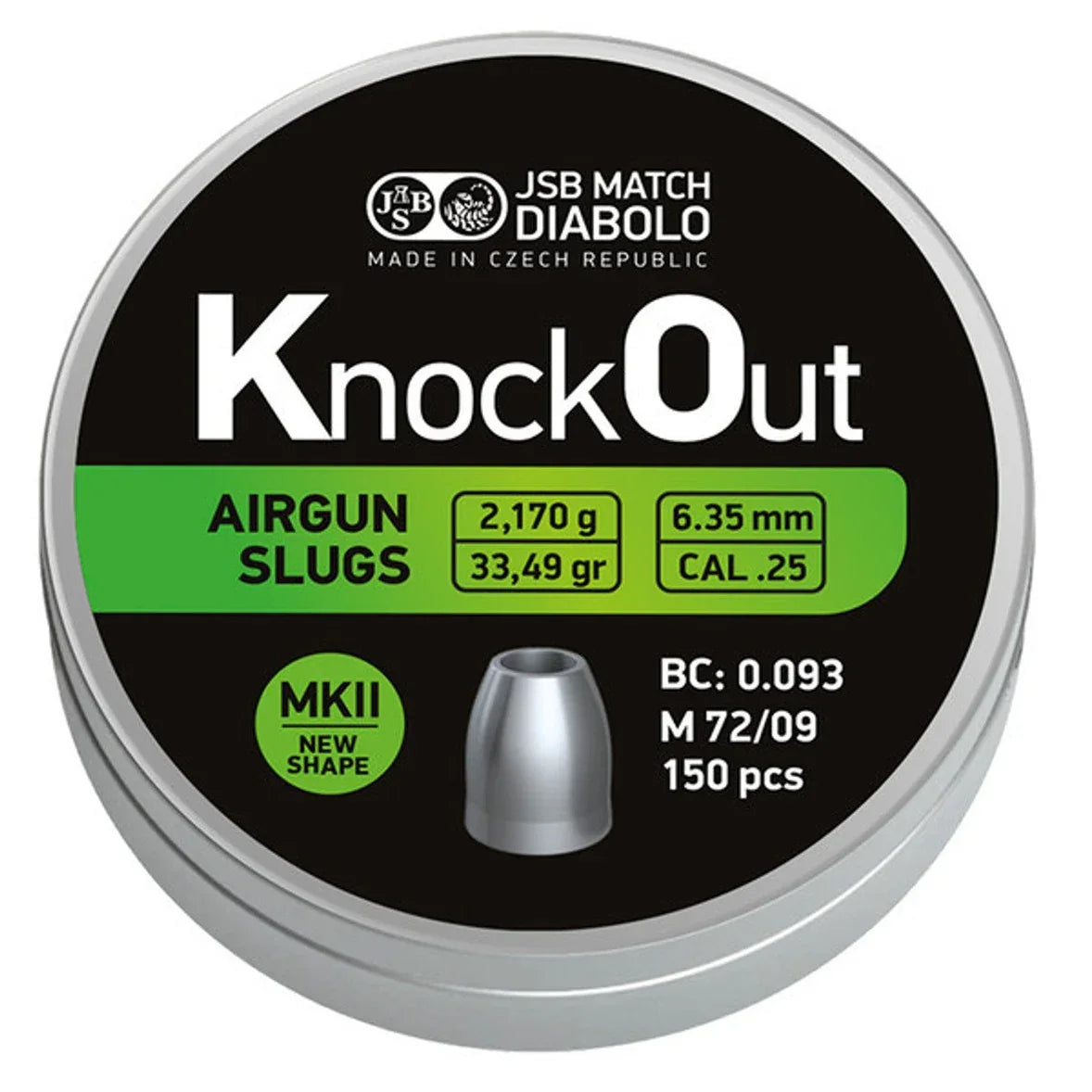 JSB Knockout Slugs MK2 33.48gr .25 Cal - 200pk