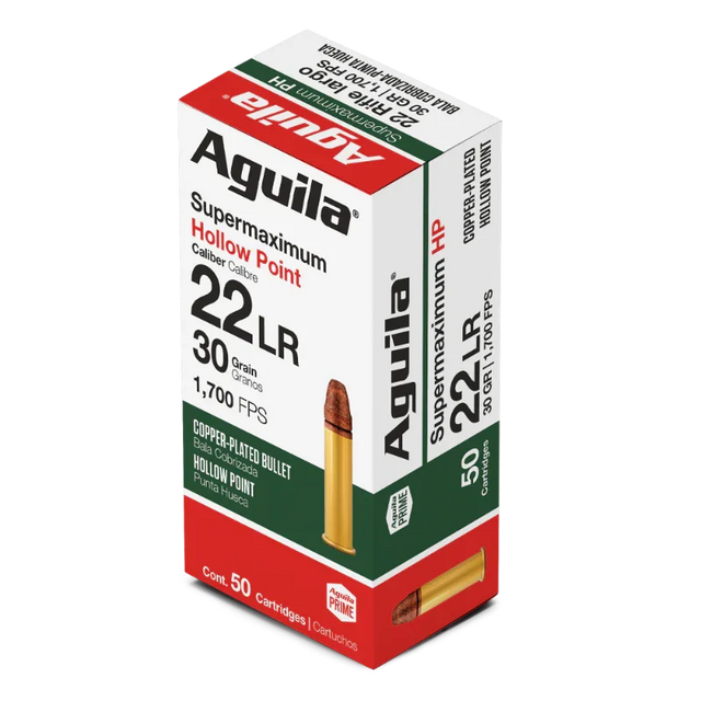 Aguila .22 LR Super Max HP 30gr Ammunition (50/box)