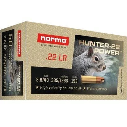 Norma 22 Lr Hunter Hv 40gr Hp 50 Pack