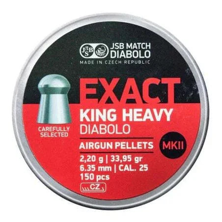 JSB EXACT KING HEAVY MKII .25 33.95GR AIR PELLETS (150pk) - Hunt The Night