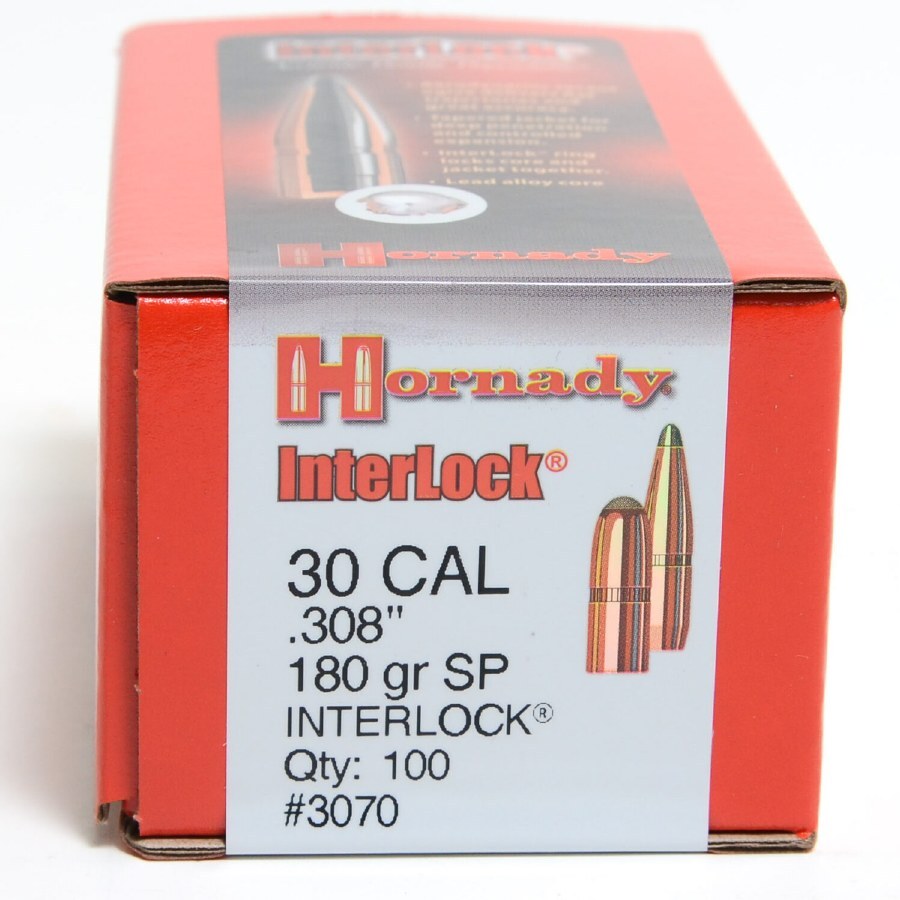 Hornady 30 Cal (.308) 180gr Sp Interlock Projectiles 100 Pack