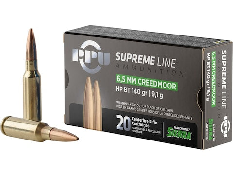 PPU Supreme 6.5 Creedmoor Ammo 140 Grain Sierra MatchKing Jacketed