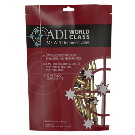 ADI UNPRIMED BRASS - .243 WINCHESTER 50 PACK - Hunt The Night