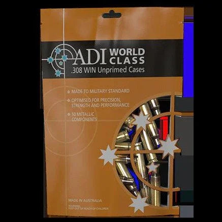 ADI UNPRIMED BRASS - .308 WINCHESTER 50 PACK - Hunt The Night