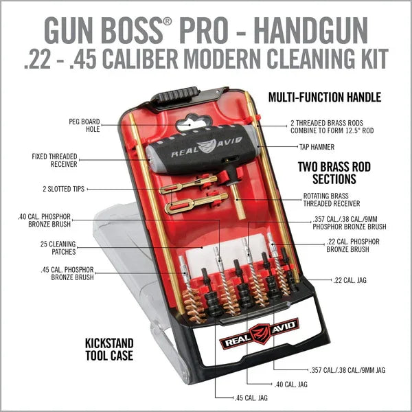 REAL AVID Gun Boss® - Modern Handgun Cleaning Kit .22 - .45