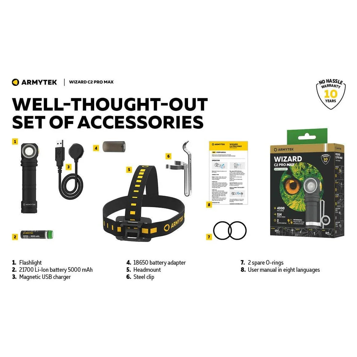 ARMYTEK WIZARD C2 PRO MAX MAGNET USB - Hunt The Night