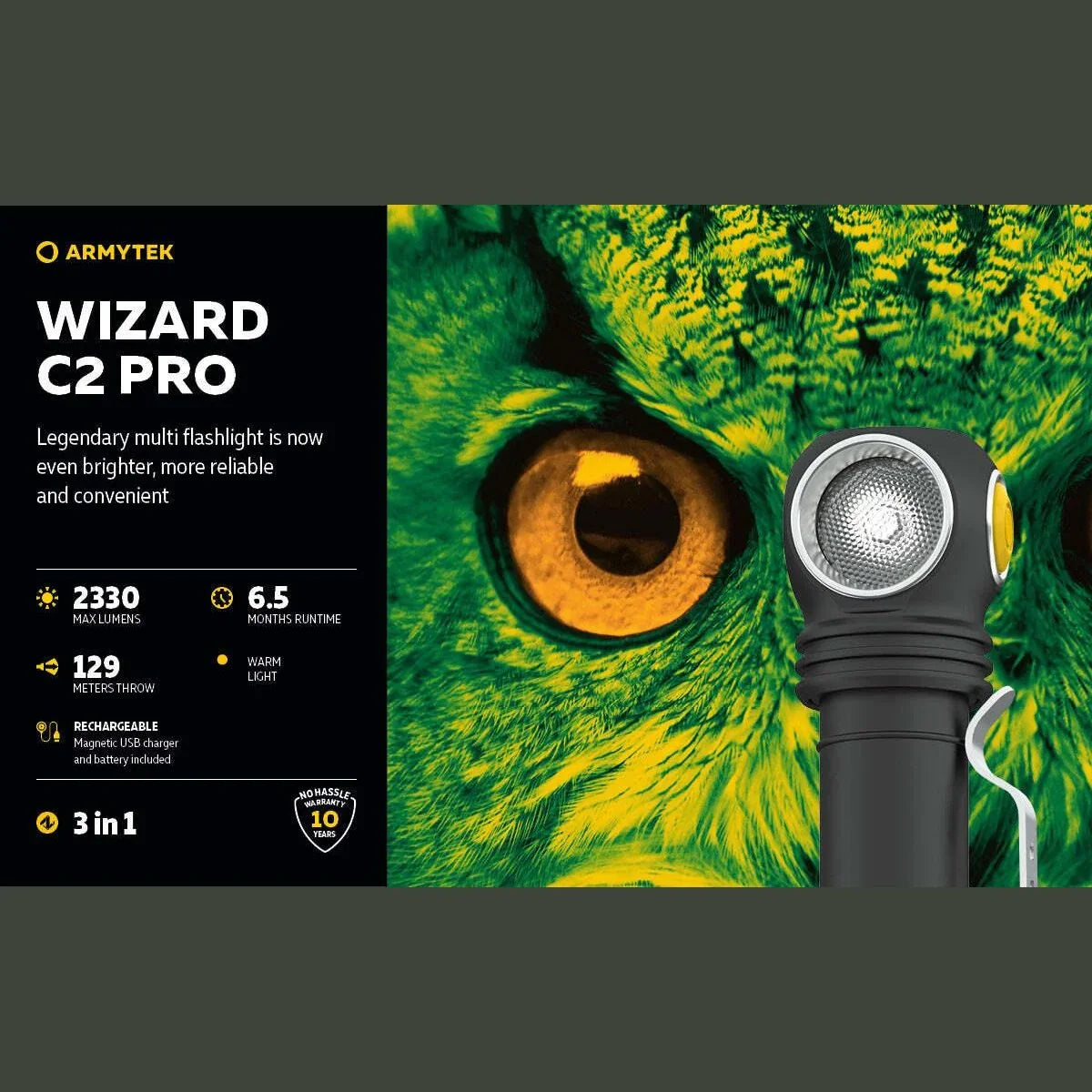 ARMYTEK WIZARD C2 PRO MAGNET USB (WARM LIGHT) - Hunt The Night