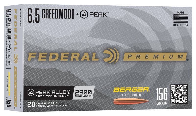 FEDERAL 6.5 CREEDMOOR + PEAK 156GR BERGER ELITE HUNTER (20PK)