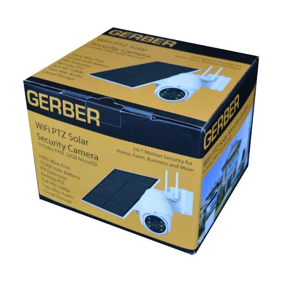 GERBER PTZ WiFi White Security Camera Solar - Hunt The Night