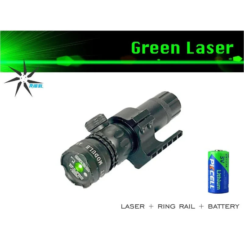 Laser - Green + Ring Rail + Battery (rechargeable) - Hunt The Night
