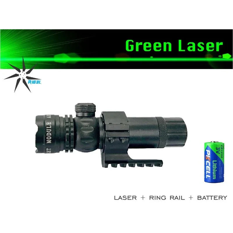 Laser - Green + Ring Rail + Battery (rechargeable) - Hunt The Night