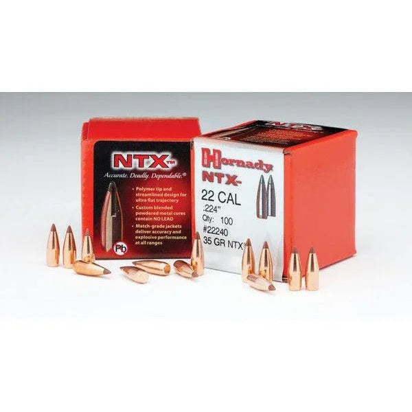 Hornady 22 Cal (.224) 35gr Ntx Lead Free Projectiles 100 Pack