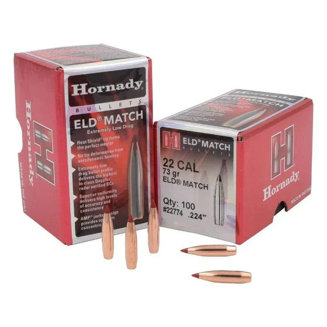 Hornady .224 22 Cal 73 Grain Eld-m Match Projectiles 100 Pack