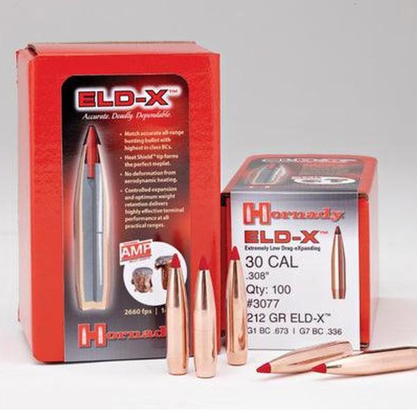 Hornady 30 Cal (.308) 212gr Eld-X Projectiles 100 Pack