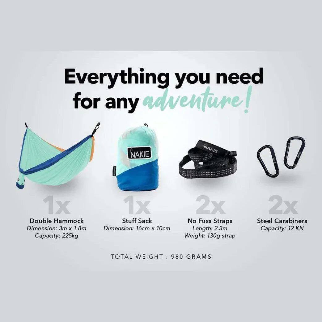 NAKIE SKY BLUE - RECYCLED HAMMOCK WITH STRAPS - Hunt The Night