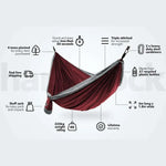 NAKIE MERLOT RED - RECYCLED HAMMOCK WITH STRAPS - Hunt The Night