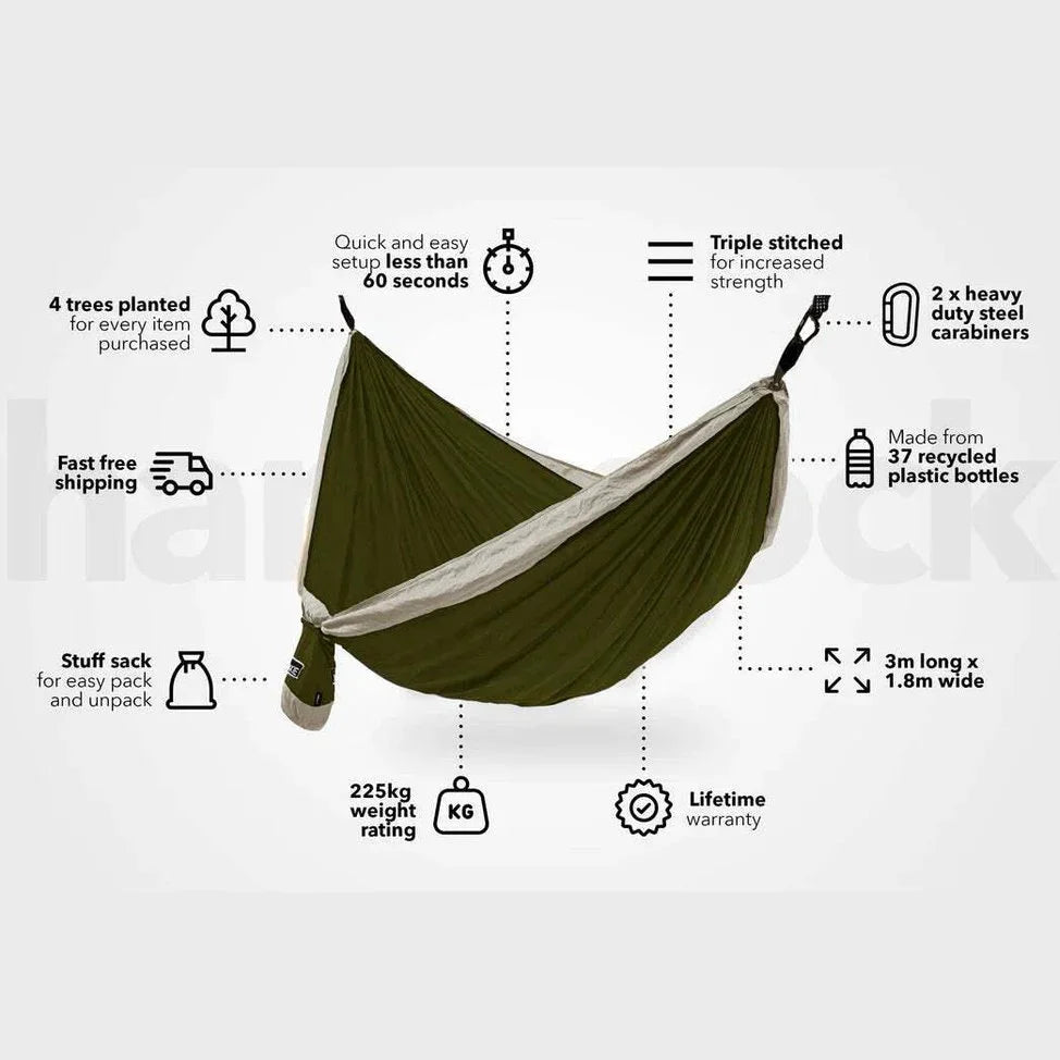 NAKIE OLIVE GREEN RECYCLED HAMMOCK WITH STRAPS - Hunt The Night