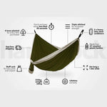 NAKIE OLIVE GREEN RECYCLED HAMMOCK WITH STRAPS - Hunt The Night