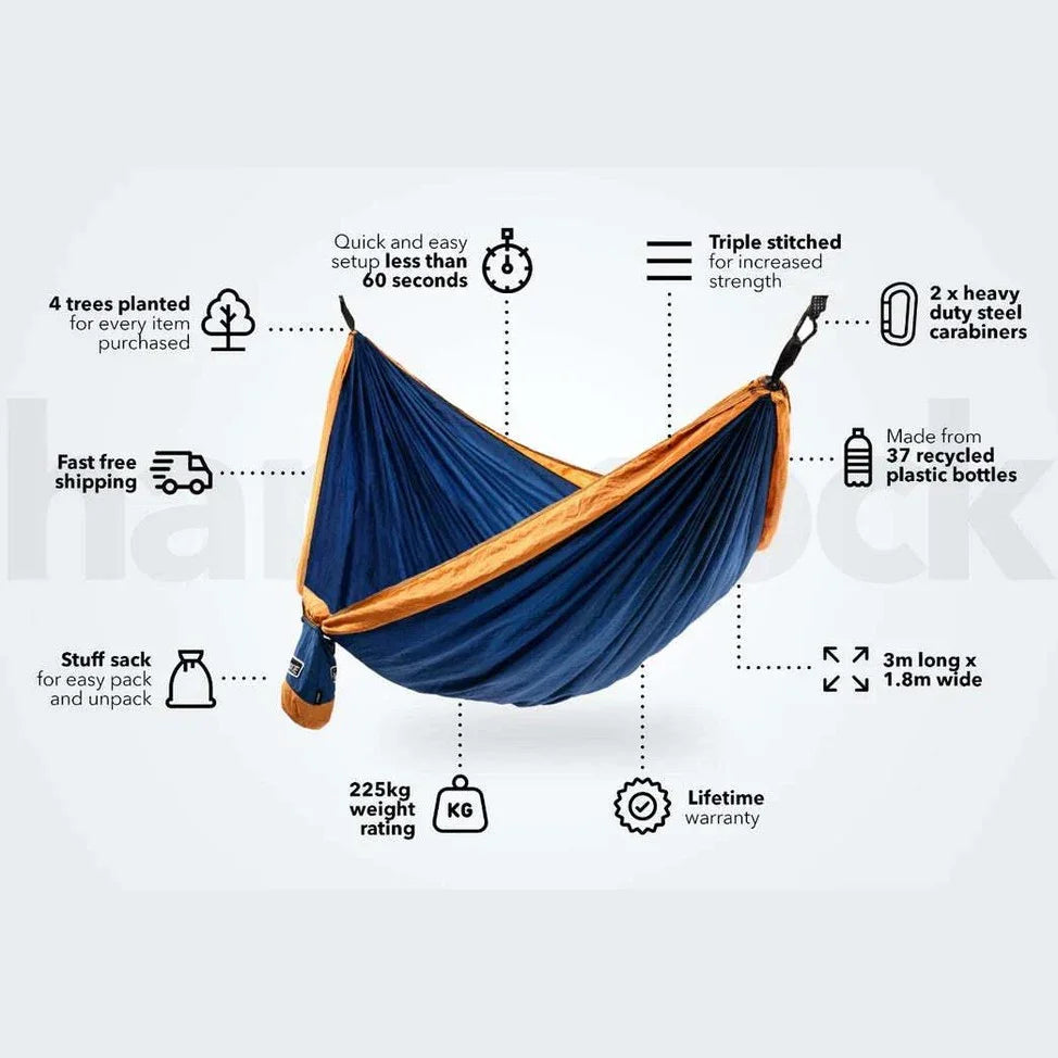 NAKIE RIVER BLUE - RECYCLED HAMMOCK WITH STRAPS