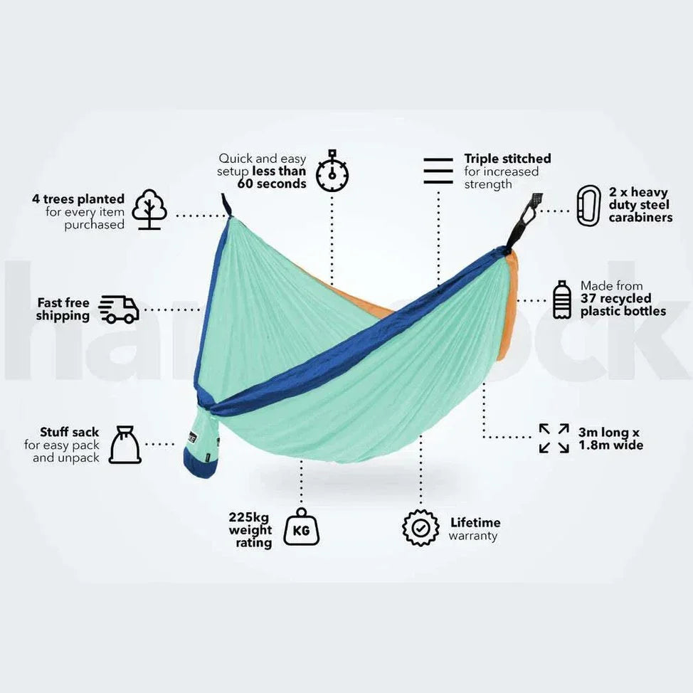 NAKIE SKY BLUE - RECYCLED HAMMOCK WITH STRAPS - Hunt The Night