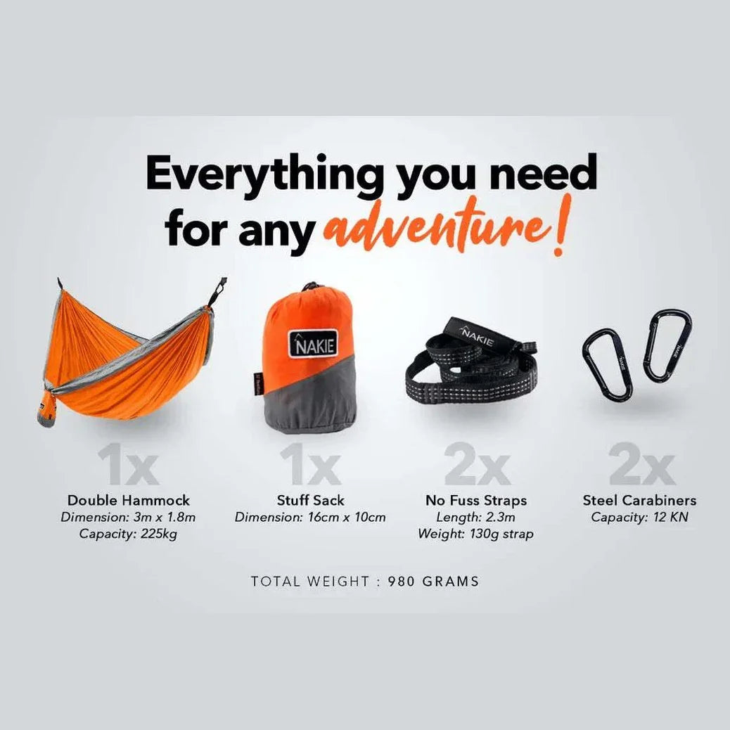 NAKIE SUNBURNT ORANGE RECYCLED HAMMOCK WITH STRAPS - Hunt The Night