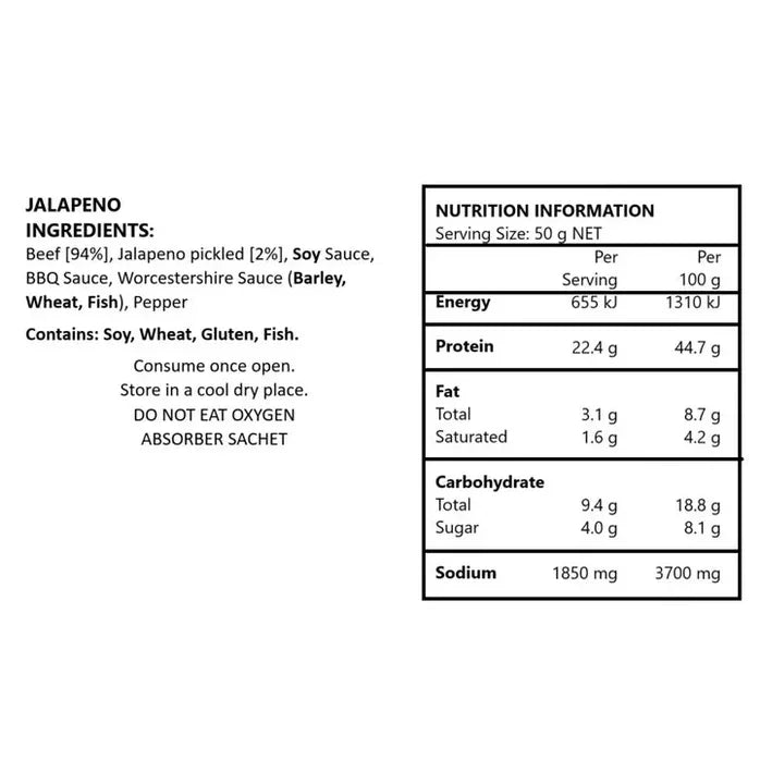 Melbourne Jerky Jalapeño 50g - Hunt The Night