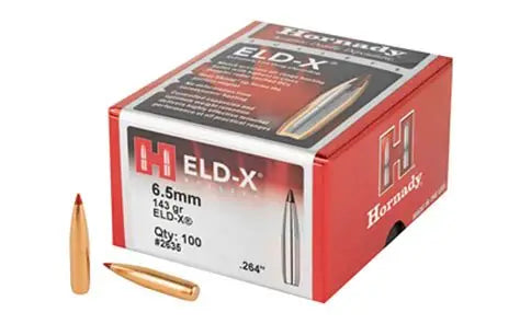 HORNADY .264 6.5MM CAL 143 GRAIN ELD-X PROJECTILES 100 PACK