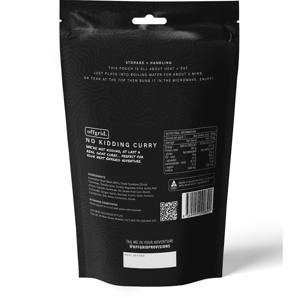 Offgrid no kidding curry heat & eat meal - 250gr