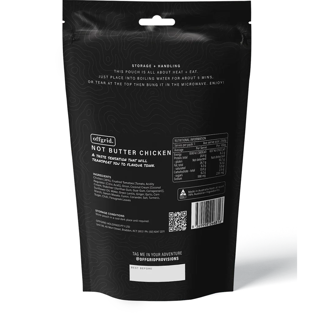 Offgrid not butter chicken heat & eat meal 250gr - Hunt The Night