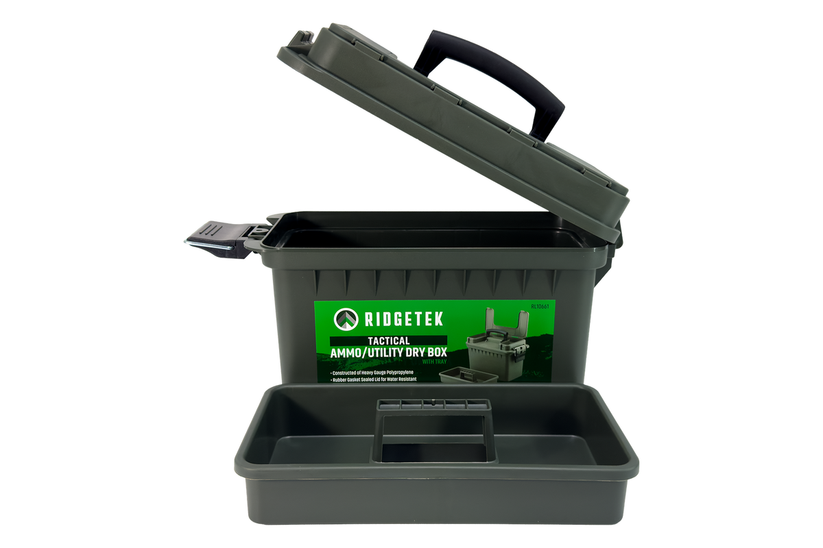 Ridgetek Utility Dry Storage Box w/Tray OD Green Inc Padlock