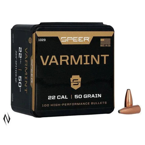 Speer Varmint Spitzer 22 Cal (.224) 50gr Projectiles (100/box)