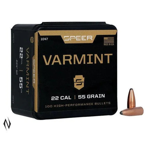 Speer Spitzer 22 Cal (.224) 55gr Projectiles (100/box)