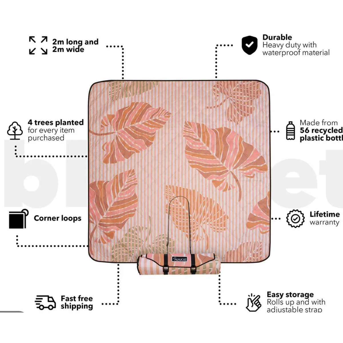 Nakie Recycled Picnic Blanket - Hunt The Night