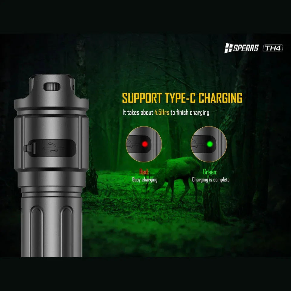 SPERAS TH4 IR KIT Zoomable & Dimmable & Rechargeable 4-in-1 Hunting Flashlight Kit - Hunt The Night