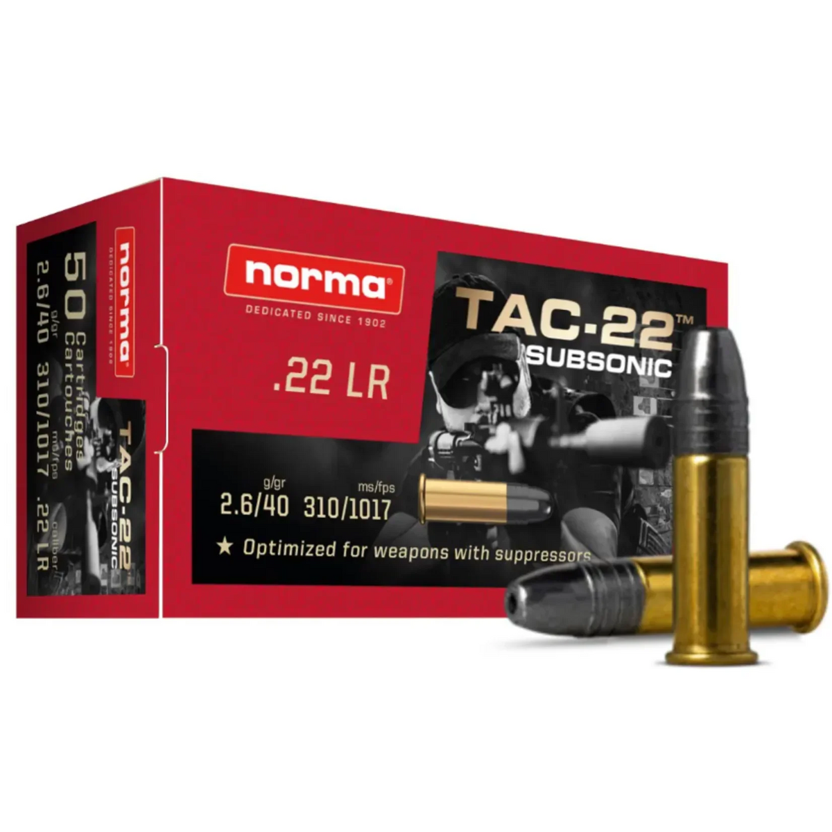 Norma TAC-22 Subsonic 22LR 40gr LHP 50rds
