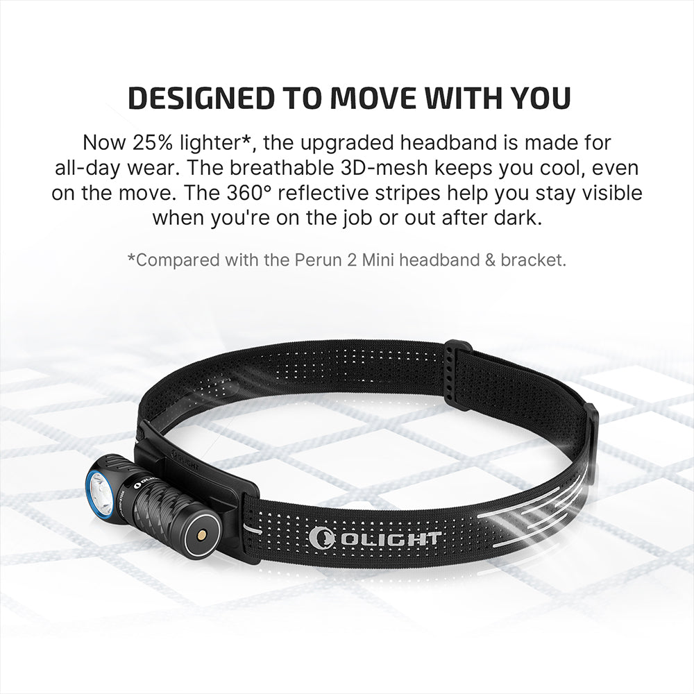 Olight Perun 3 Mini 1250 lumens Rechargeable Head Torch with White and Red Light (Black)