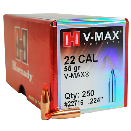 22 Caliber .224 Diameter 55 Grain V-Max 250 Count by Hornady