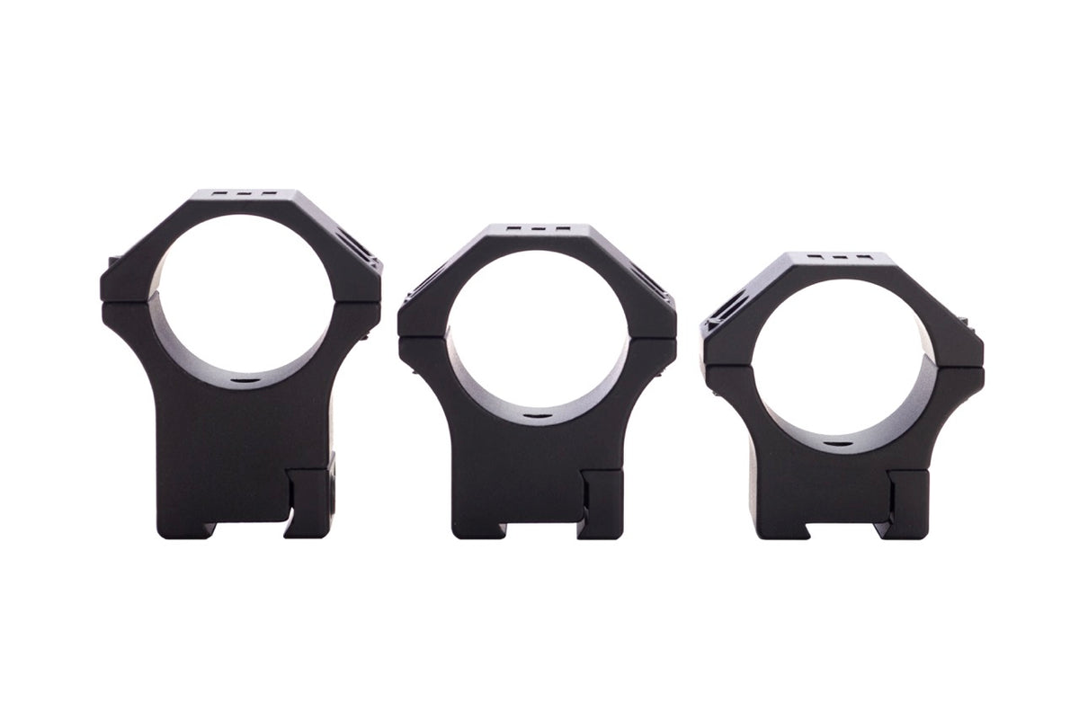 Element Optics XT 1" Dovetail Mounts in High, Medium and Low heights (High on the left)
