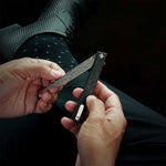 Ocaso Solstice Knife - Fat Carbon Damascus Blue
