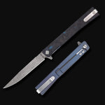 Ocaso Solstice Knife - Fat Carbon Damascus Blue