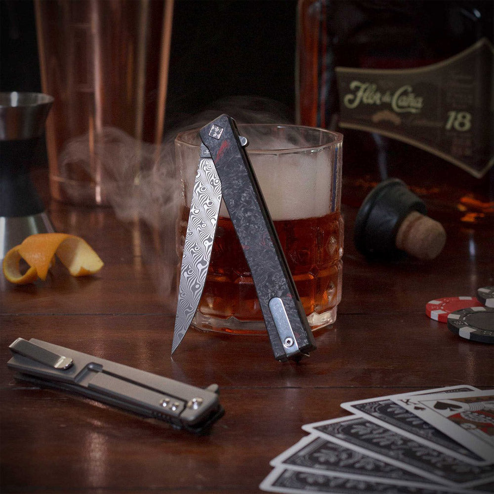 Ocaso Solstice Knife - Fat Carbon Damascus Steel