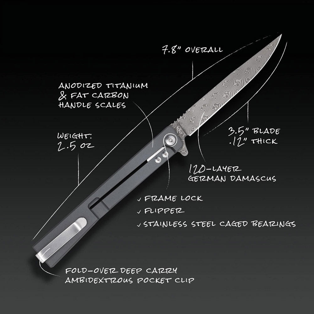 Ocaso Solstice Knife - Fat Carbon Damascus Steel
