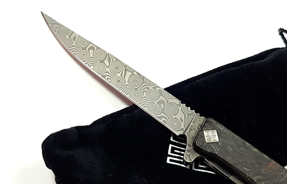 Ocaso Solstice Knife - Fat Carbon Damascus Steel