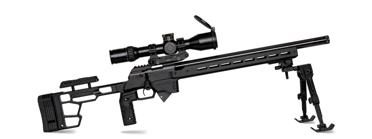 Anschutz 1761 APR in black MDT ACC GEN2 chassis (shown with scope and bipod, not included)