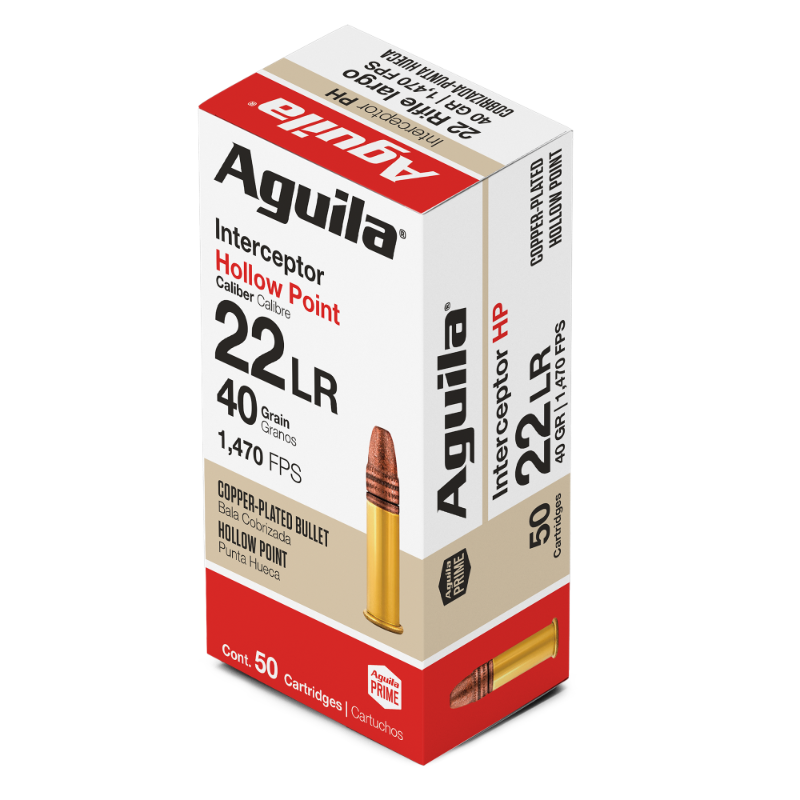 AGUILA 22LR INTERCEPTOR HP 40GR AMMUNITION (50/BOX)