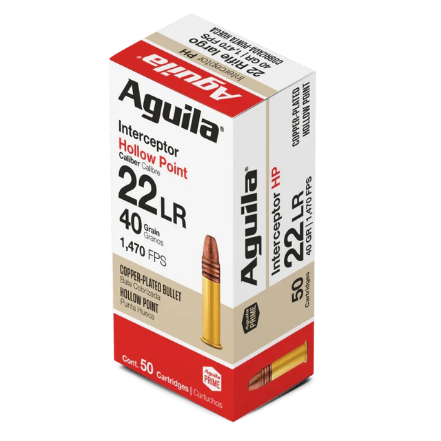 Aguila 22lr Interceptor Hp 40gr Ammunition (50/box)