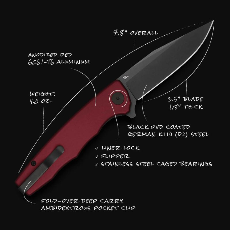Ocaso Strategy Knife - Red Aluminium + Black