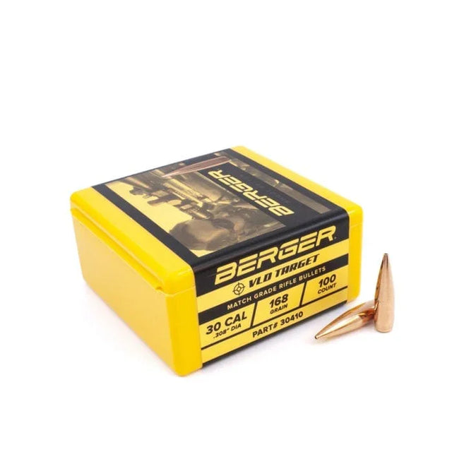 Berger VLD Target 30 Cal (.308) 168gr Projectiles (100/box)