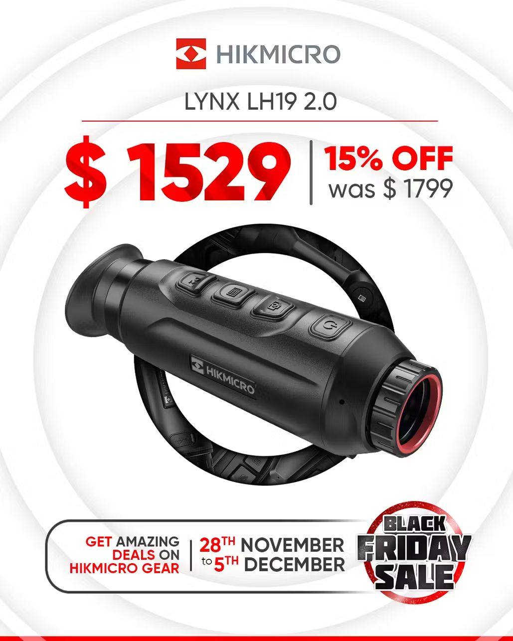 HIKMICRO Lynx LH19 2.0 Thermal Monocular, 384x288 VOx Sensor, 20mK NETD