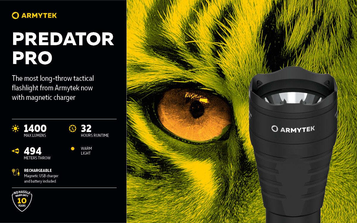 ARMYTEK PREDATOR PRO MAGNET USB (WARM LIGHT)